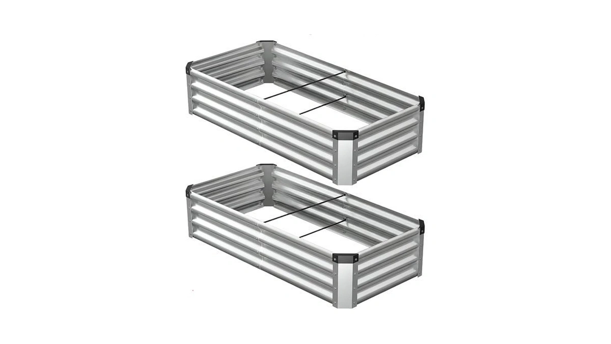 Lujsgntz 4x2x1 Ft 2packs Metal Raised Garden Bed, Rectangular Outdoor,