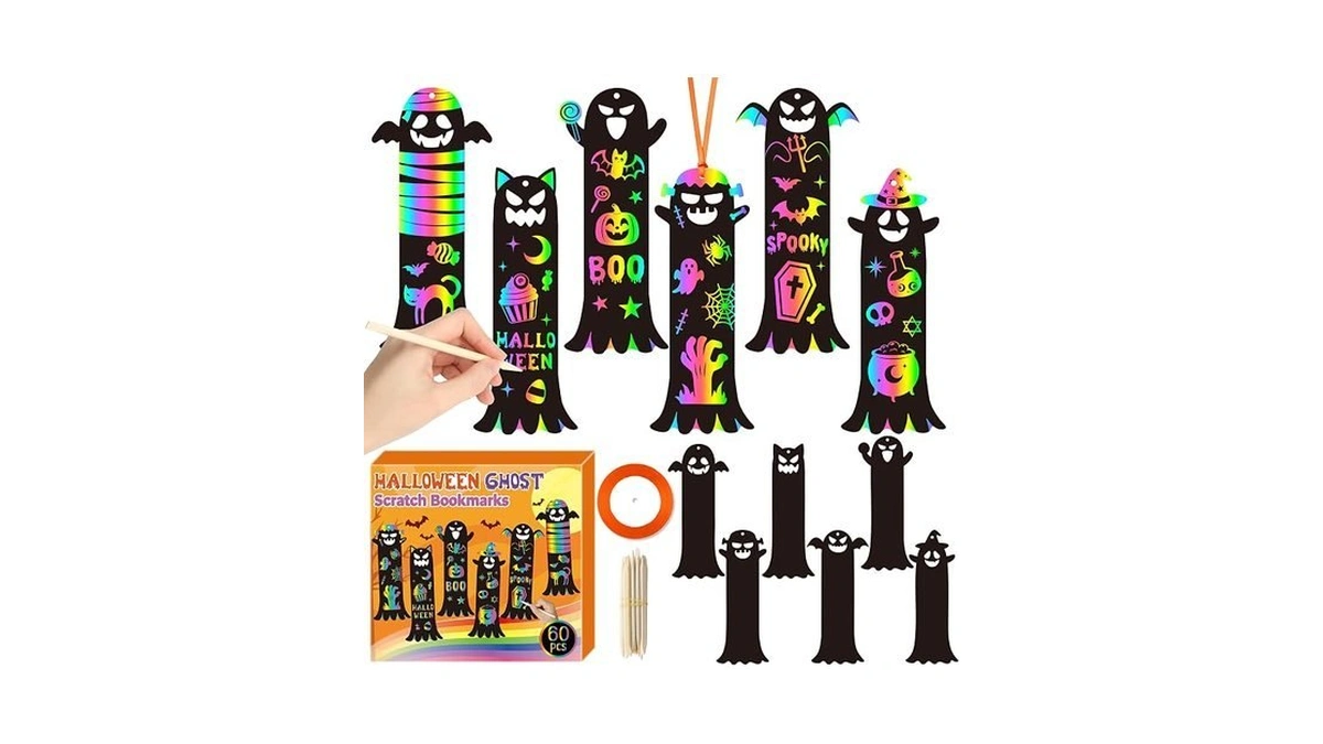 Cy2side Halloween Ghost Scratch Bookmarks - 60pcs Boo Spooky Bookmarks,