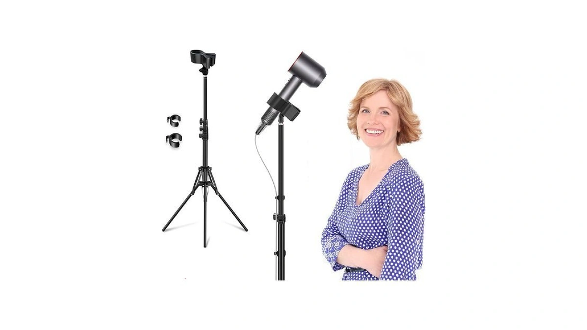 Purple River Hair Dryer Stand, Black, 20" To 63" Adjustable