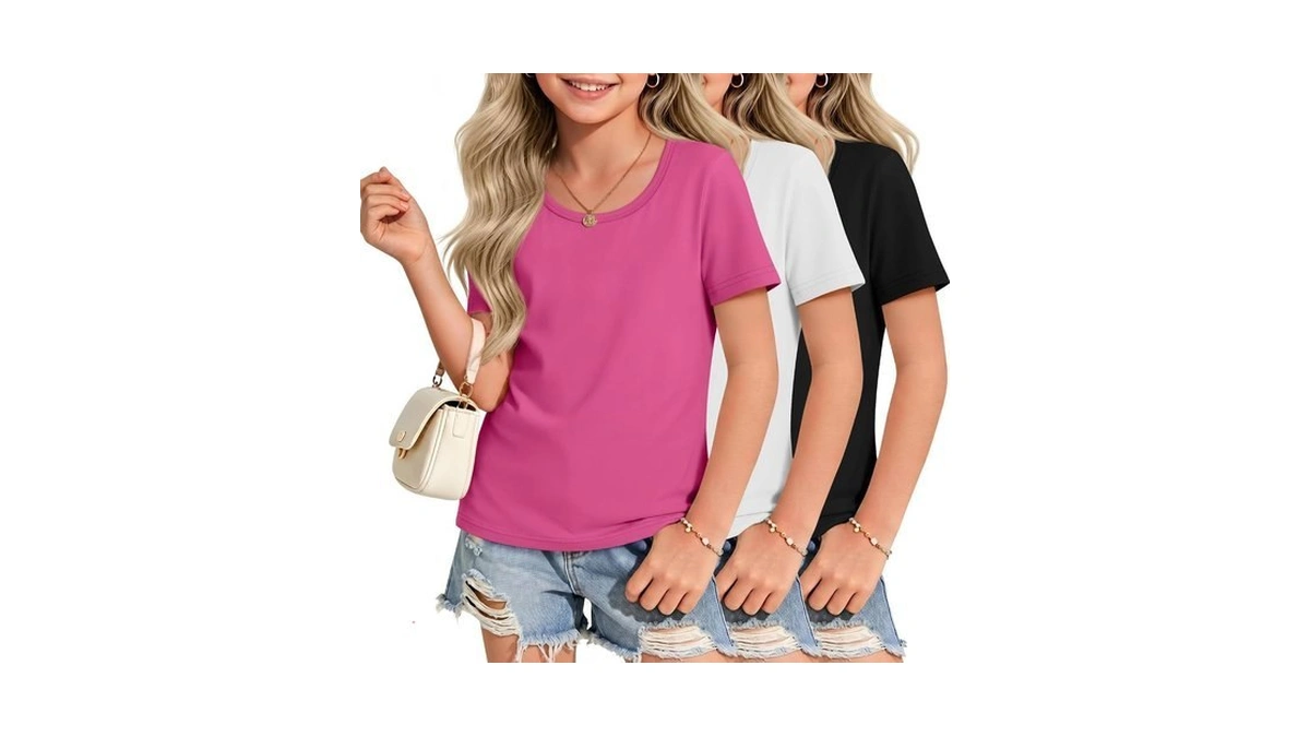 Lessonzoo 3 Pack Girl's T Shirts Short Sleeve Crew Neck
