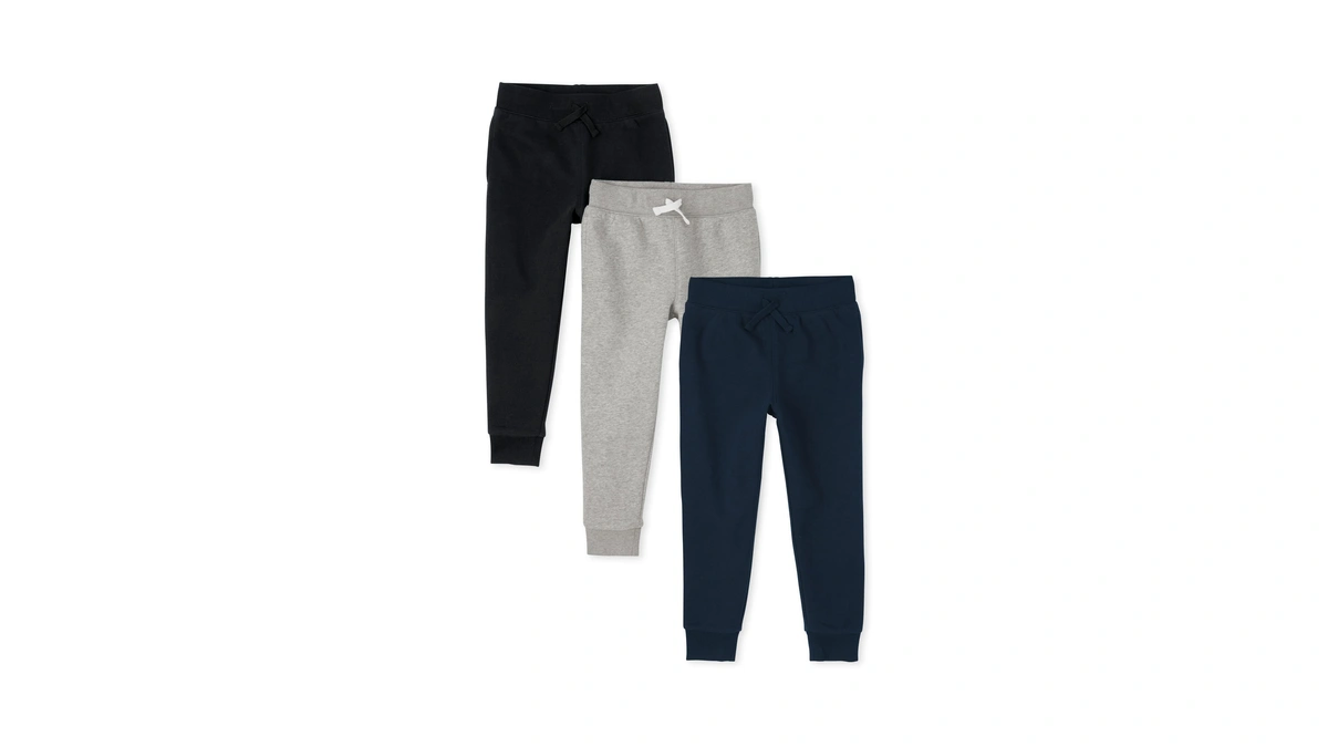 The Children's Place Boys Active Fleece Jogger Pants, Black/new Navy/smoke