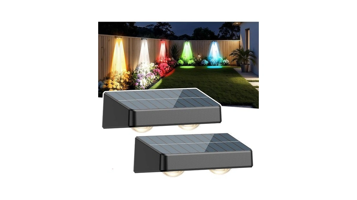 Polarpra Fence Lights Solar Powered, Led Solar Fence Lights Outdoor
