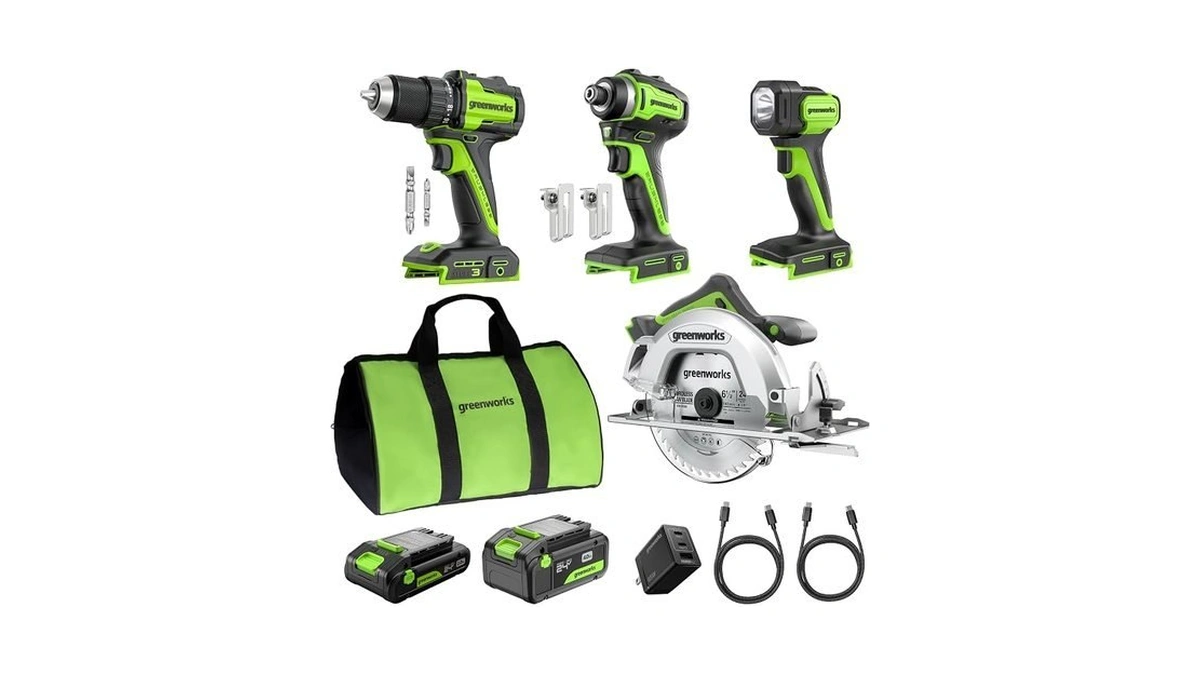 Greenworks 24v Combo (1/2β Drill + 1/4β Impact Driver +