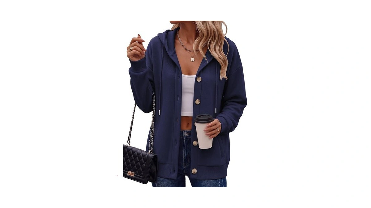 Zeagoo Oversized Hoodie For Women With Pockets Button Crewneck Sweatshirt