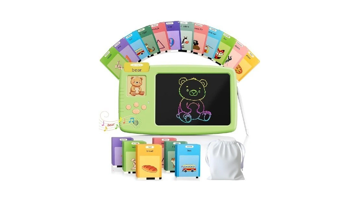 Zonstvys Talking Flash Cards For Toddlers: 2-in-1 Lcd Writing Tablet
