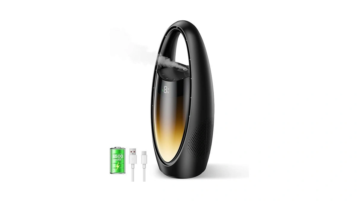 Konsiden Bladeless Misting Desk Fan, 13 Inch Rechargeable 3500mah Quiet