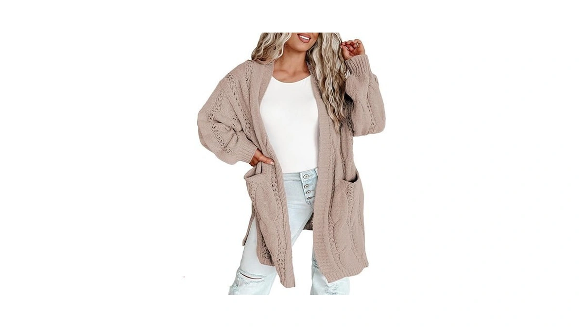 Eytino Women Plus Size Cardigan Sweaters Oversized Long Sleeve Open