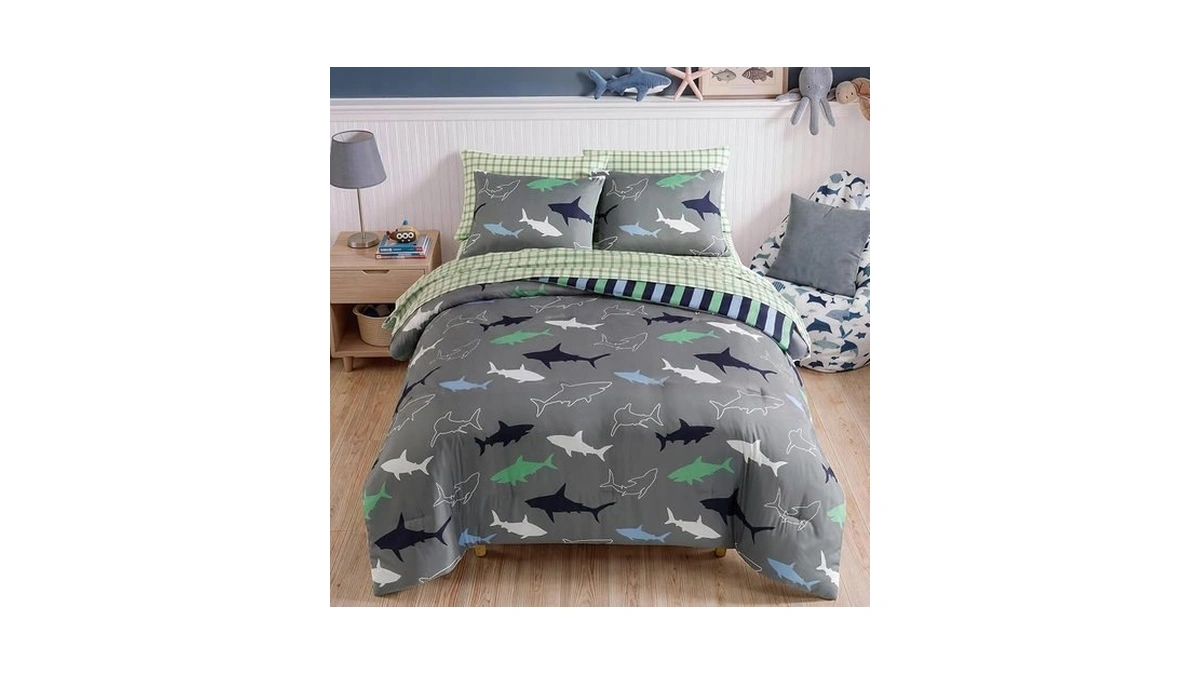 Twin Comforter Set With Sheets For Boys-5 Pieces Shark Twin