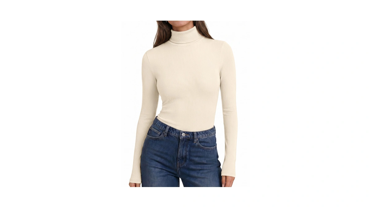 Ekouaer Women's Turtleneck Long Sleeve Shirts 2026 Fall Fashion Tight