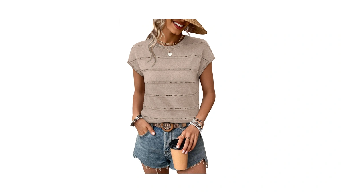 Womens Tops Trendy Short Sleeve Sweater For Women Fall Summer