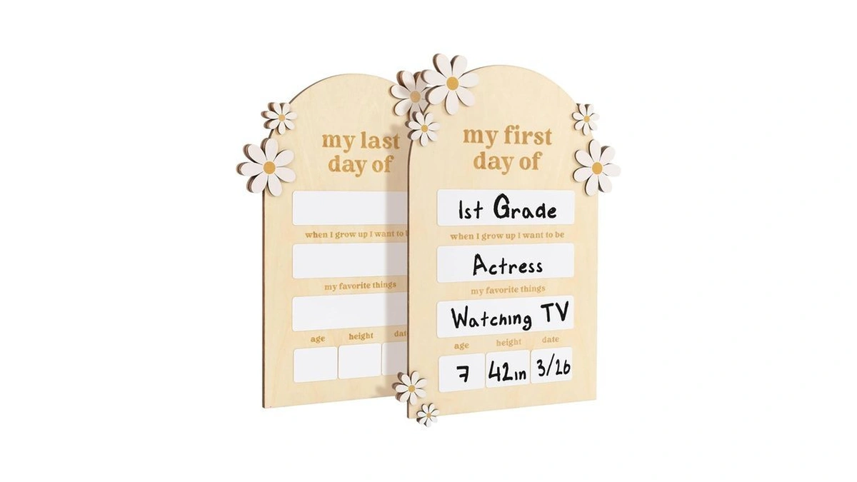 Beautiful Wooden First And Last Day Of School Board Sign