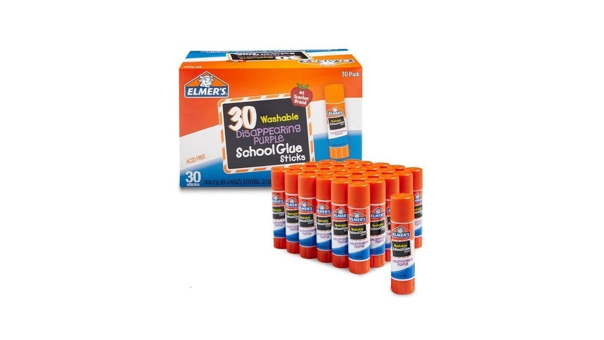Elmer's Disappearing Purple School Glue Sticks, Washable, 7 Grams, 30