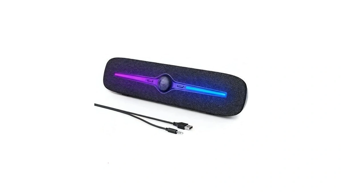 Soulion Computer Speakers, Wired 3.5mm Aux Bluetooth Soundbar For Desktop