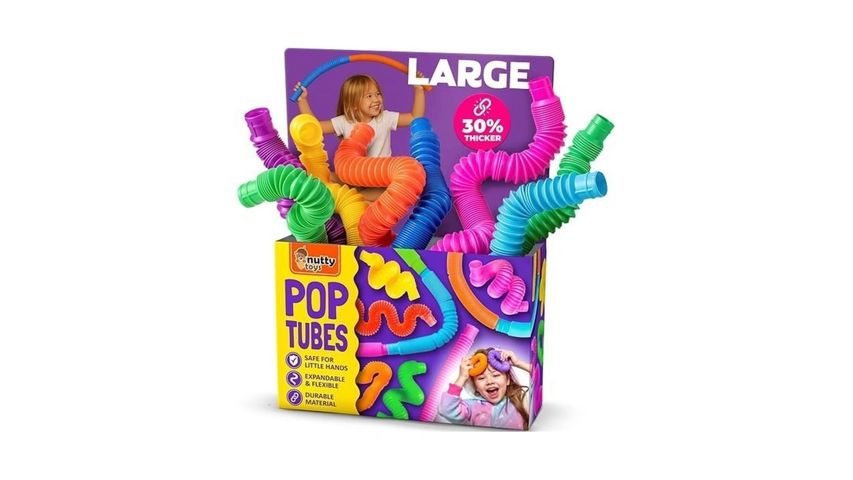 Nutty Toys Pop Tubes - Large 8-pack Sensory Toys -