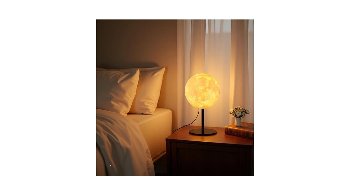 Moon Lamp Night Light For Kids, Dimmable Bedside Lamp With