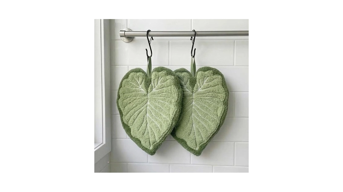 Sisher 2 Pack Leaf Hanging Hand Towel With Loop,coral Monstera