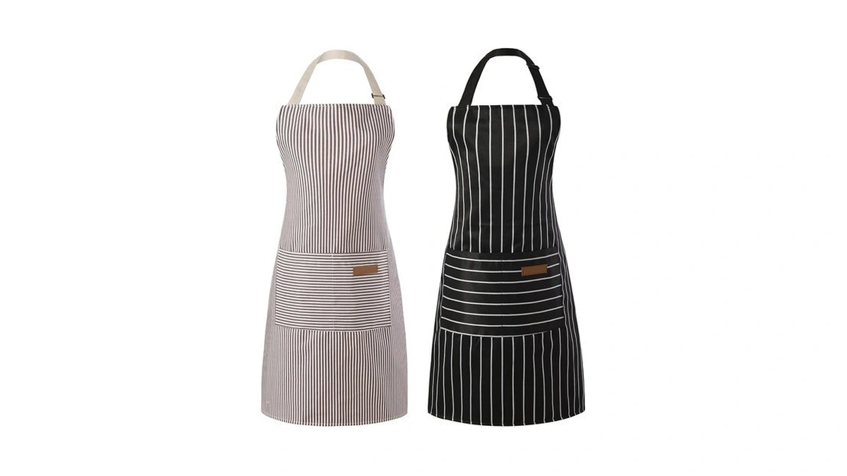 Tosewever 2 Pieces Kitchen Cooking Aprons, Cotton Polyester Blend Adjustable