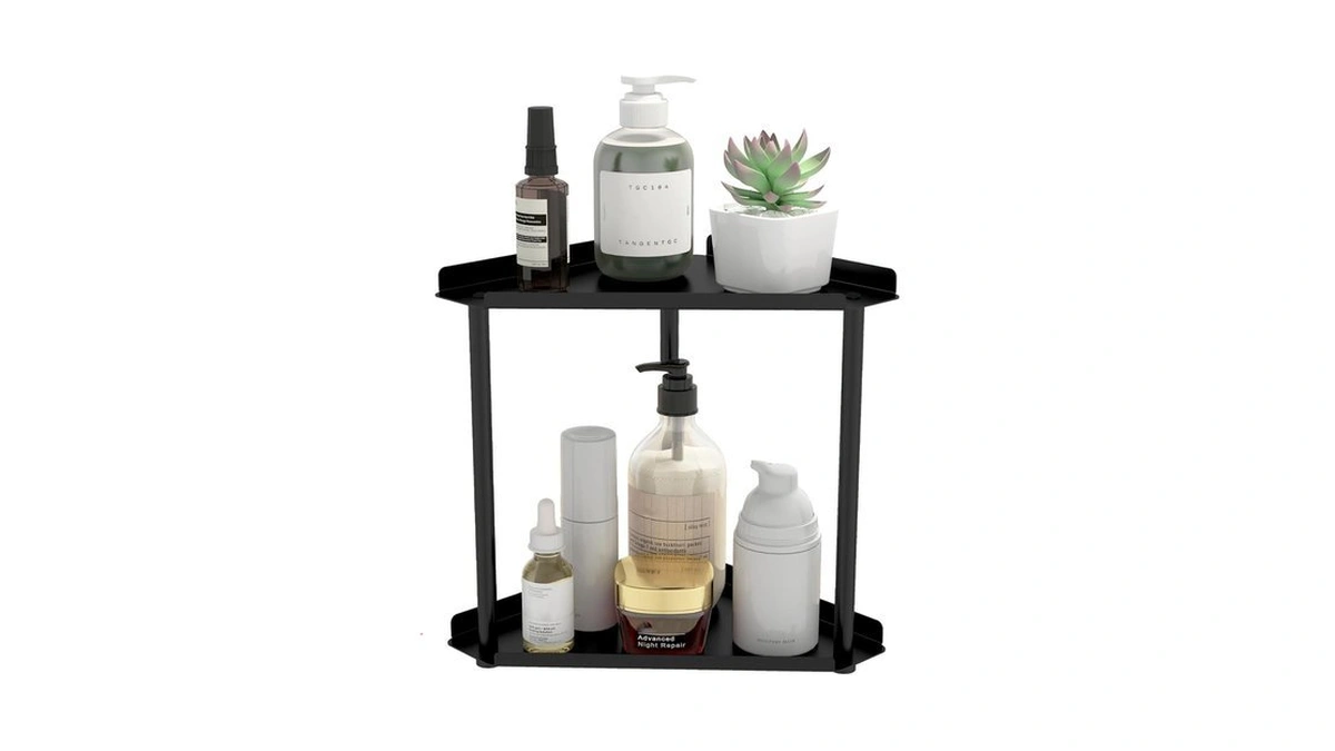 Jesginboo 2 Tier Bathroom Counter Organizer, Vanity Organizer Corner Shelf