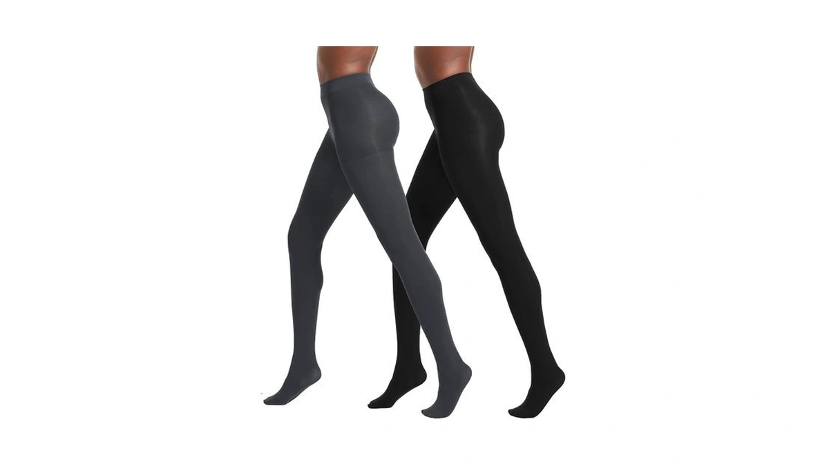No Nonsense Women's Super Opaque Control-top Tights, Black/cobblestone, Medium