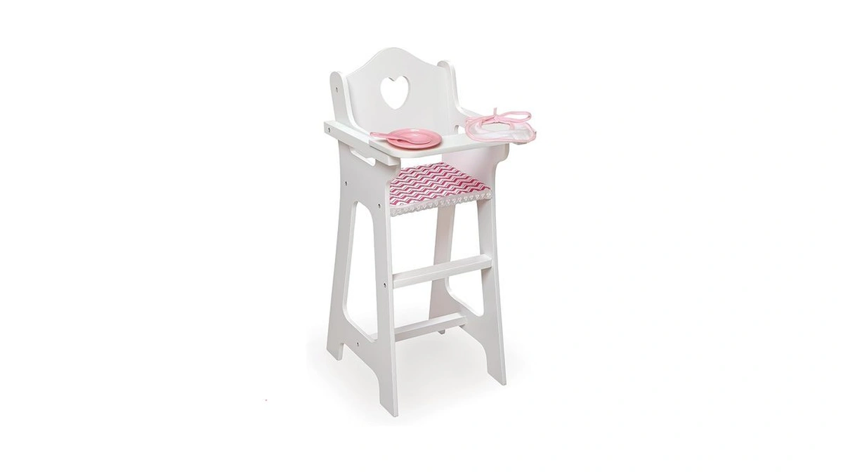 Badger Basket Chevron Doll High Chair With Plate, Bib, And