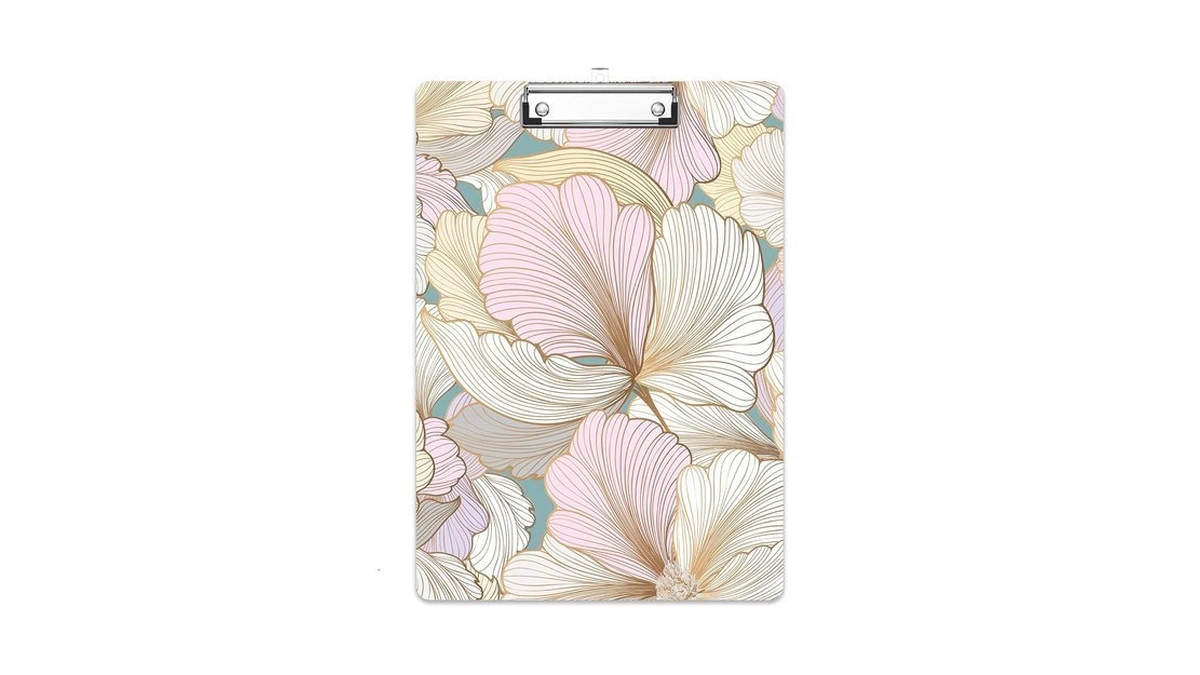 Rimilak Wood Clipboard, 8.5x11 Hardboard Clip Board, Modern Flowers