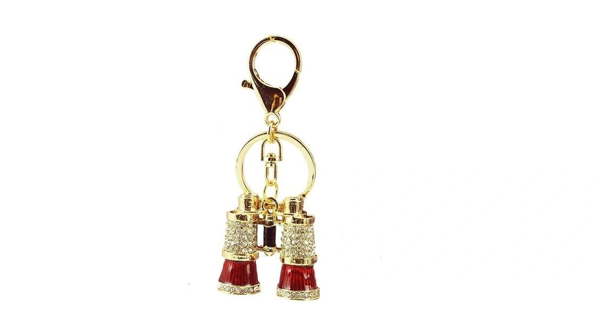 One Pack Cute Telescope Colorful Rhinestone Car Keychain Ring Chain