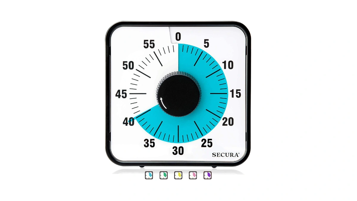 Secura 60-minute Visual Countdown Timer, 7.5-inch Oversize Classroom Visual Timer