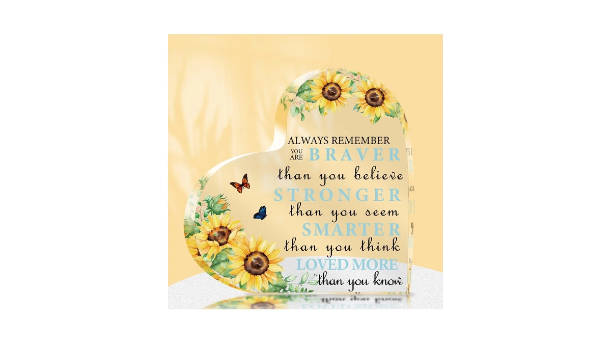 Heloray Sunflower Acrylic Office Decor - Medium Rustic Yellow Square