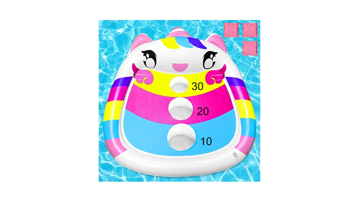 Joinbo Kids Fun Pool Toys,inflatable Pool Cornhole Game Set,unicorn Floating