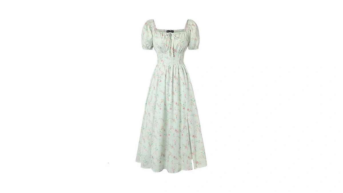 Scarlet Darkness Summer Spring Split Floral Corset Midi Dress With