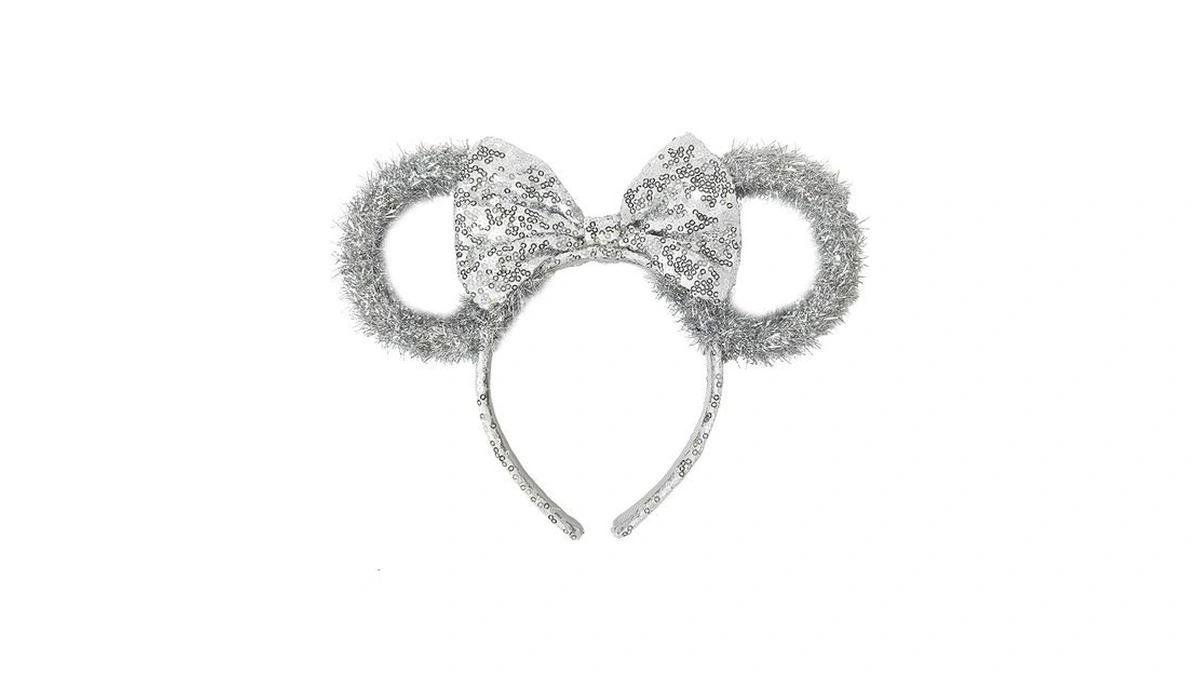 Luv Her Disney Minnie Mouse White Tinsel Ear Headband With