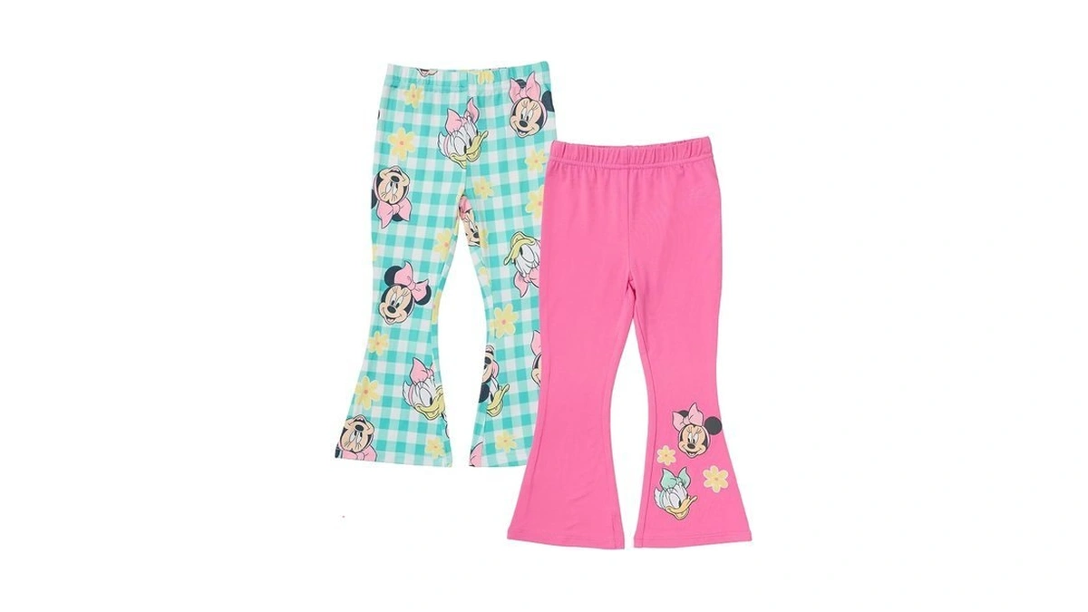 Disney Minnie Mouse Girls Bell Bottom Pants 2 Pack, Flare