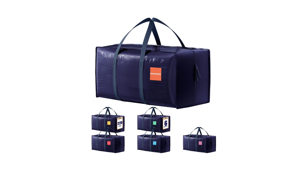 Rmohro 6 Pack Moving Bags Heavy Duty 210gsm With Full-open