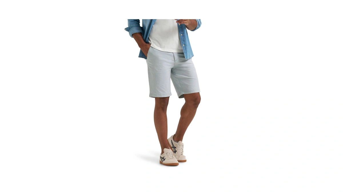 Lee Men's Extreme Motion Flat Front Short, Desert Sage Chambray,