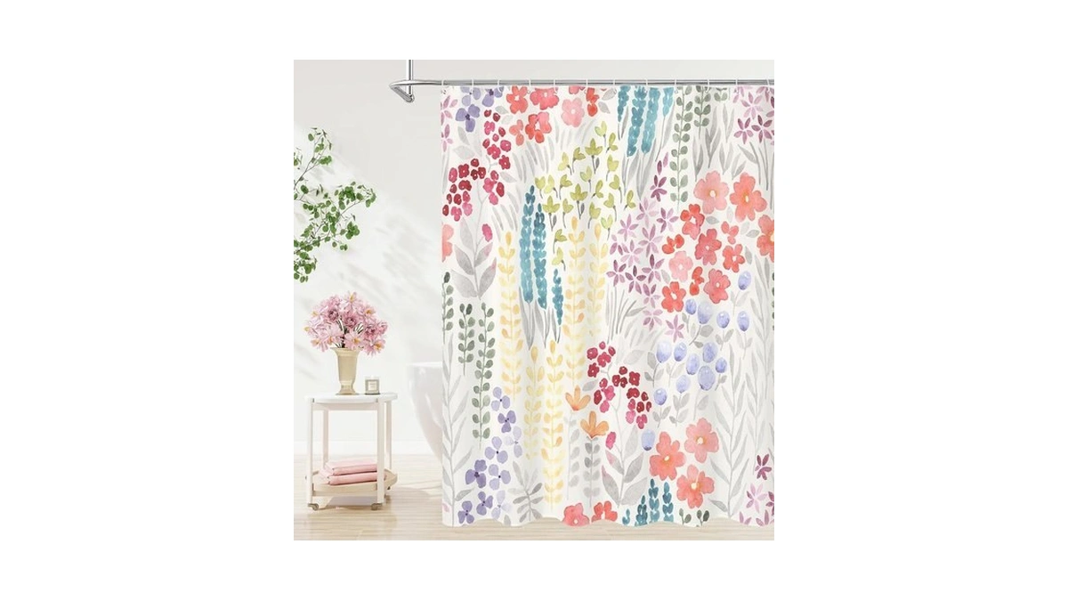 Litabel Cute Colorful Floral Shower Curtain, Boho Blush Pink Flower