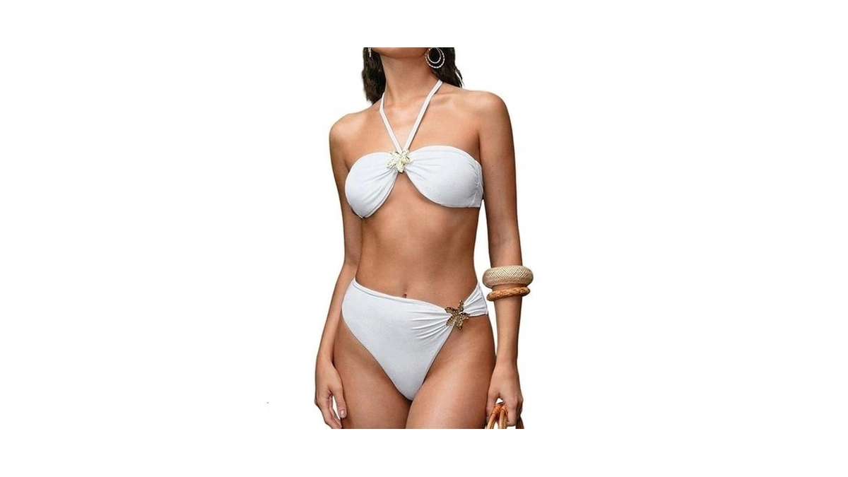 Sherrydc Womens Cheeky Bikini Sets Sexy Bandeau Self Tie High