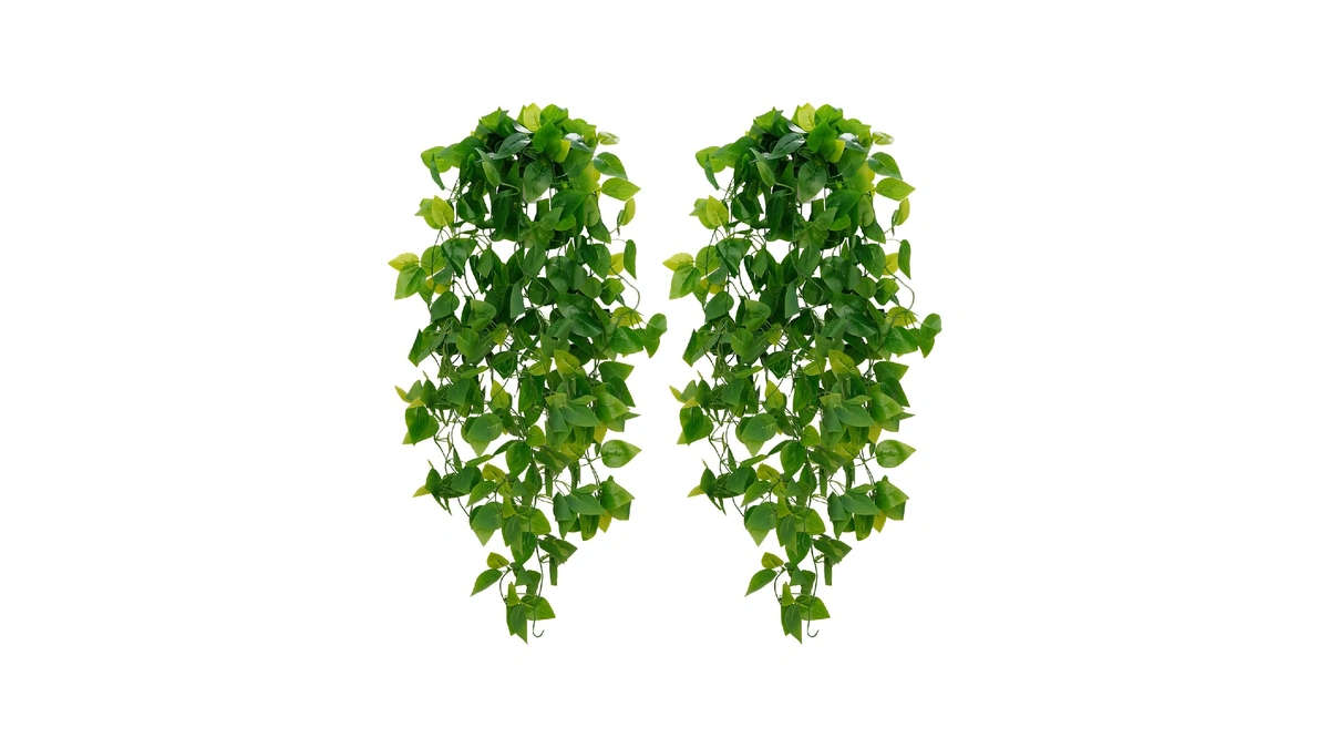 Bleum Cade Fake Hanging Plants, 2pcs Artificial Pothos Vines Faux