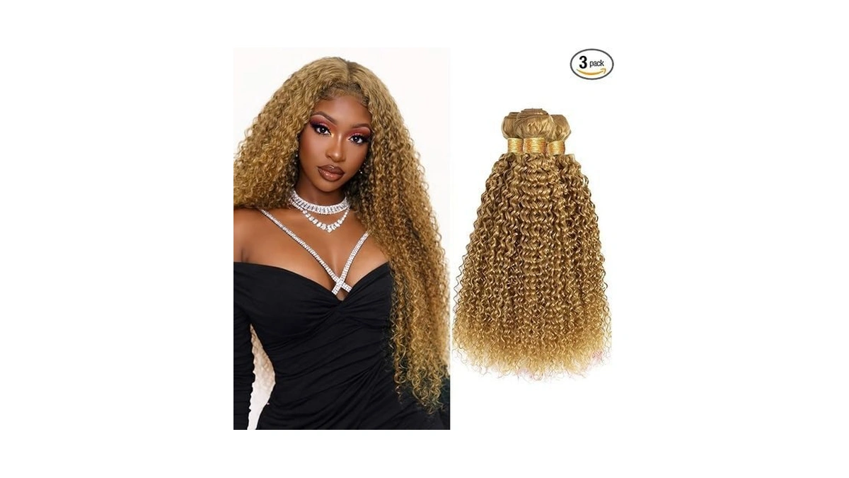 Honey Blonde Jerry Curly Bundles Color #27 Brazilian Hair 26