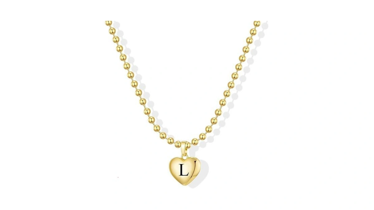 Kisscloud Heart Initial Necklaces For Women 14k Gold Plated Dainty