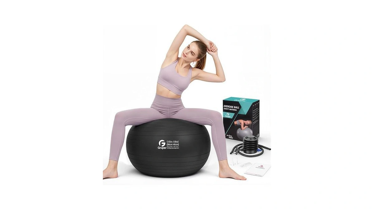 Gruper Exercise Ball, Extra Thick Yoga Ball For Working Out,