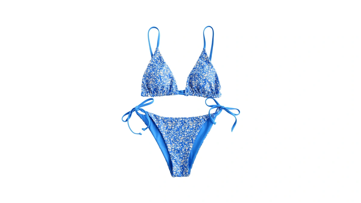 Zaful Women's Triangle Bikini Floral String Bikini Set Two Piece