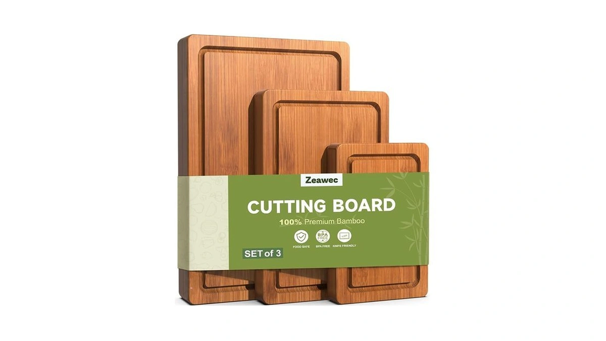 Zeawec 3-piece Set Deep-carbonized Bamboo Cutting Board For Kitchen -