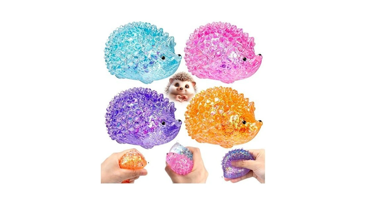 4pcs Glitter Hedgehog Stress Balls Hedgehog Sugar Filled Sensory Fidget
