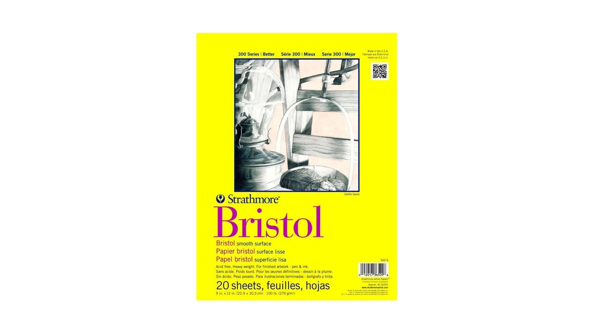 Strathmore 300 Series Bristol Paper Pad, Smooth, Tape Bound, 9x12