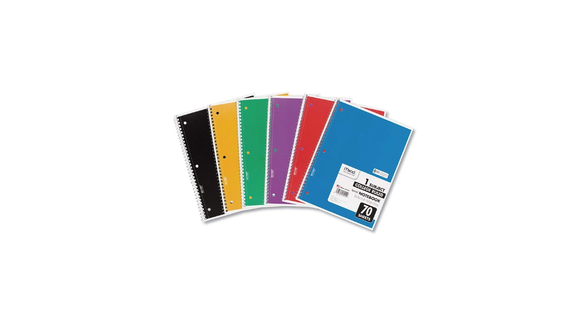 Mead Spiral Notebook, 1 Subject, College Ruled Paper, 7-1/2" X