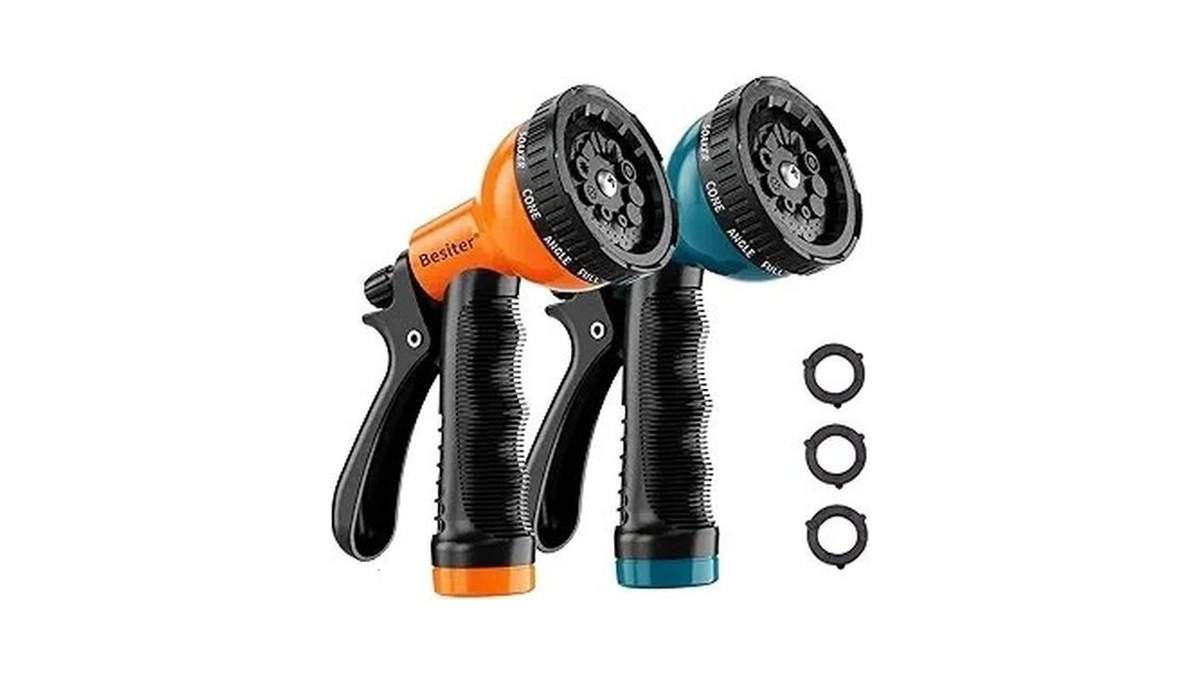 Besiter Garden Hose Nozzle Sprayer: 2 Pack 10 Watering Patterns