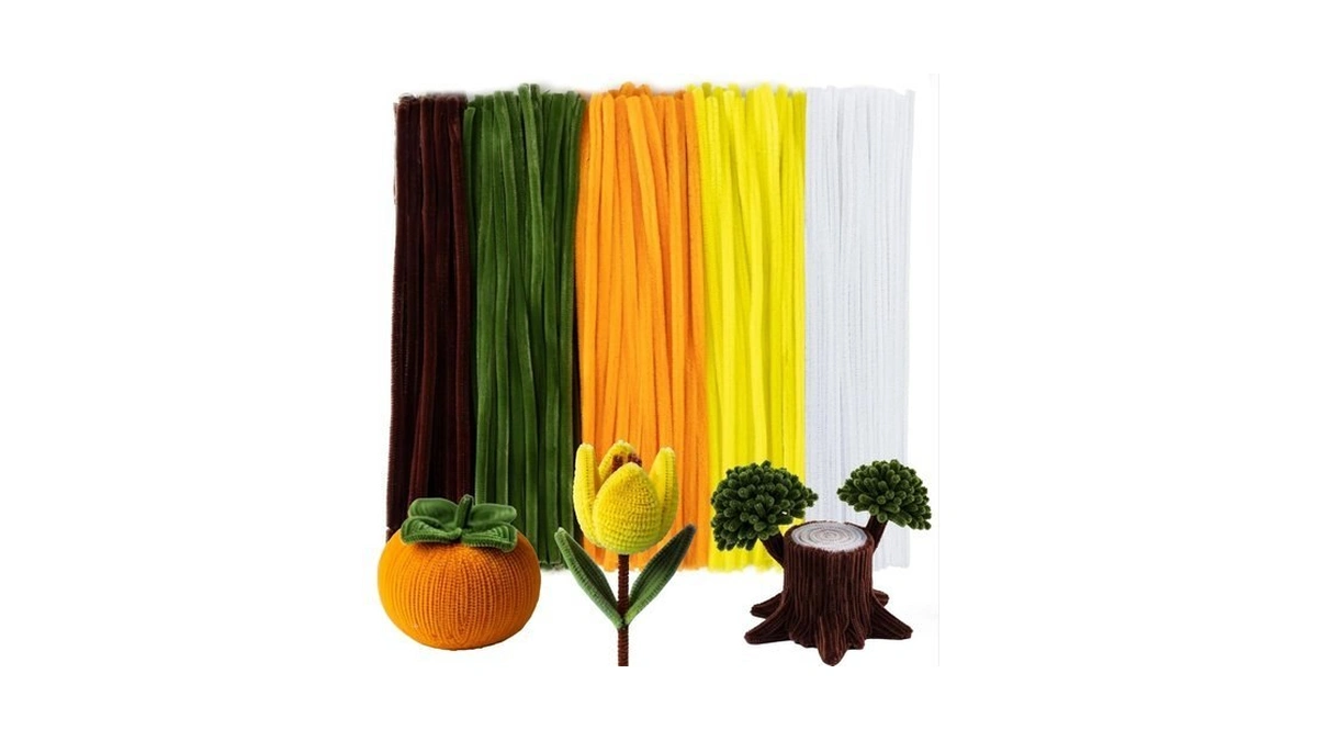 Caydo 200 Pieces Yellow Pipe Cleaners Craft Chenille Stems For