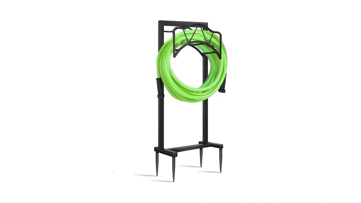 Freestanding Outdoor Garden Hose Holder, Heavy Duty Metal Storage Stand