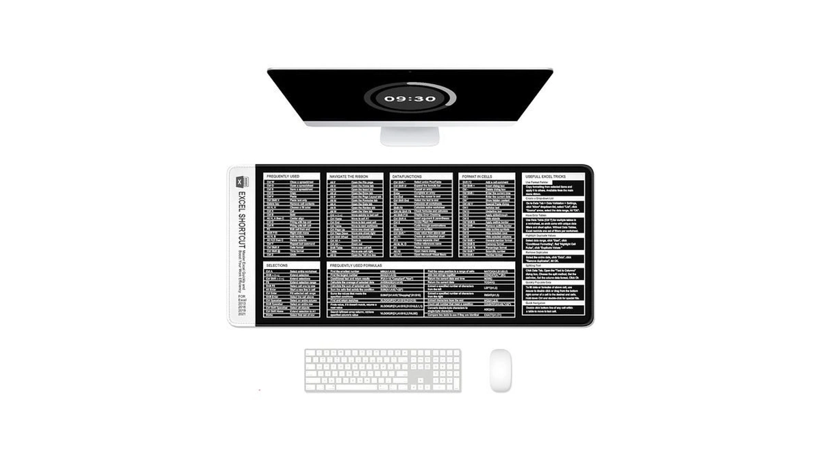 Auhoahsil Excel Shortcut Mouse Pad, Large Excel Cheat Sheet Desk
