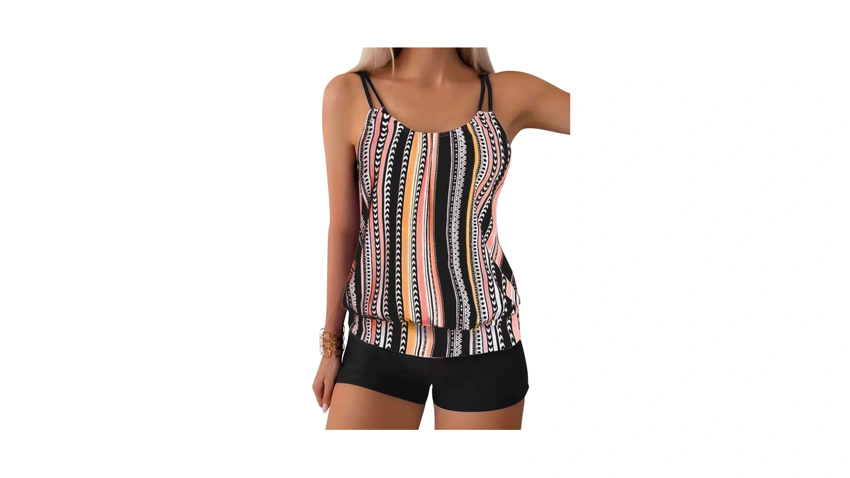 Zaful Two Piece Tankini Swimsuit For Women Tummy Control Bathing